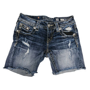 Miss Me Signature Jean Shorts size 24 Bling Rhinestone Distress Y2K Grunge Glam